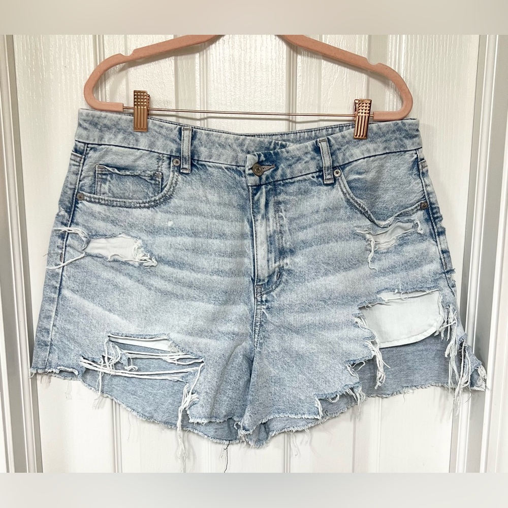 American Eagle Outfitters Light Blue Distressed Jean Shorts